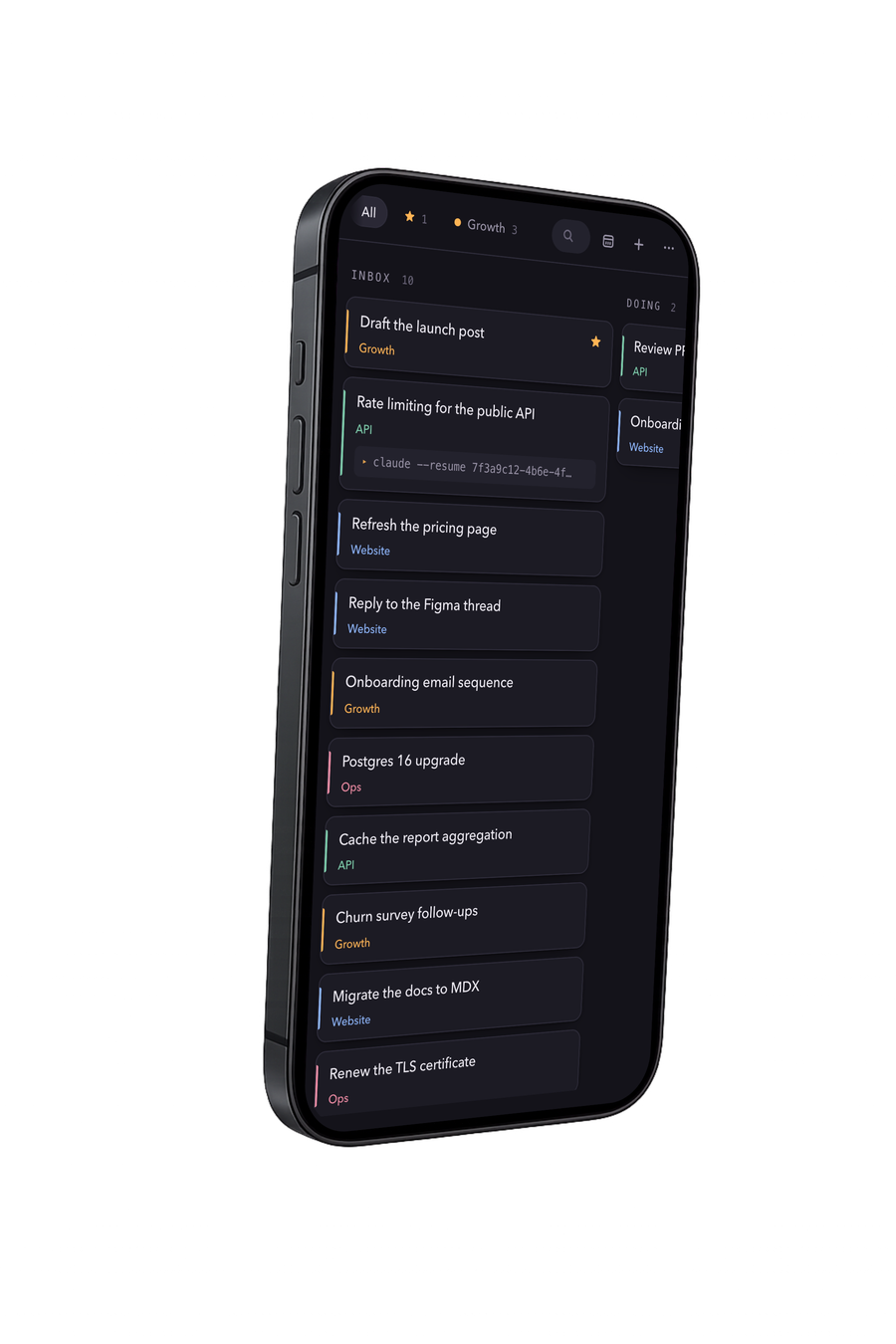 The board running on a phone